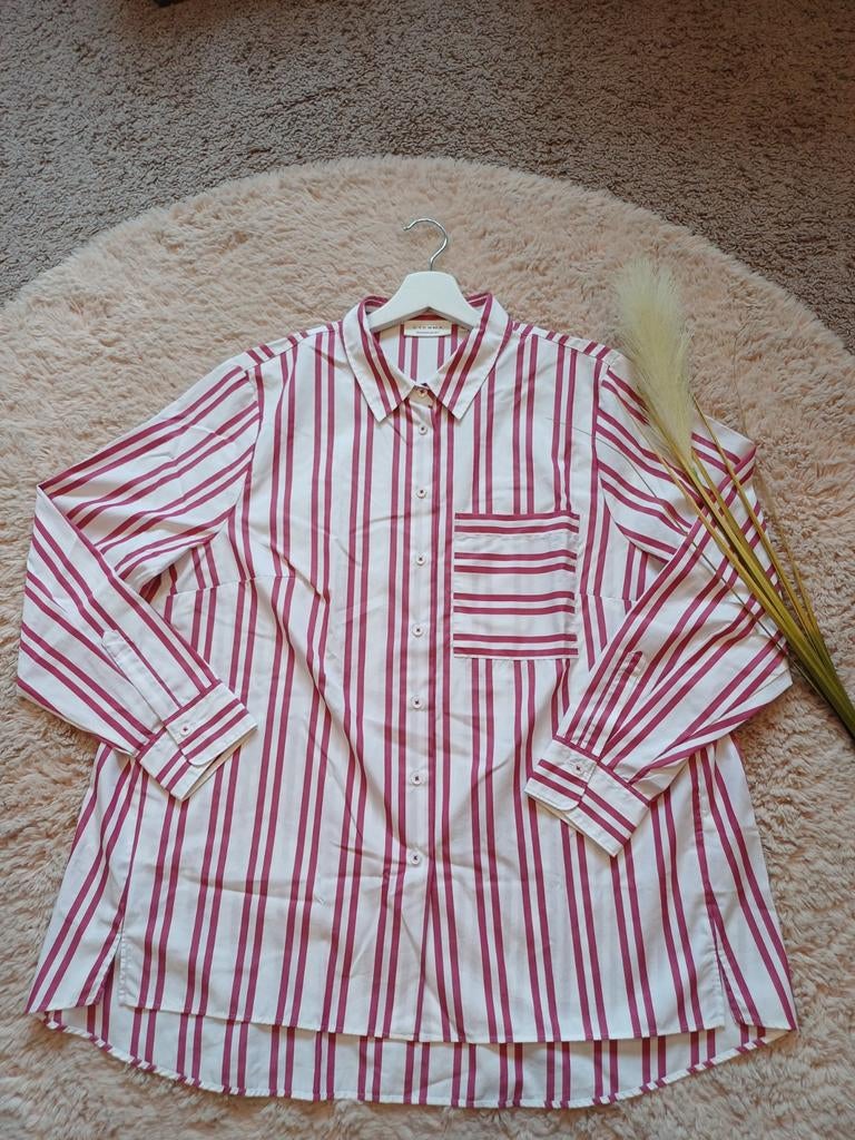Eterna luxe blouse wit rood Mooi shirt van Sommermann mt 46, Kleding | Dames, Wit, Maat 46/48 (XL) of groter, Ophalen of Verzenden