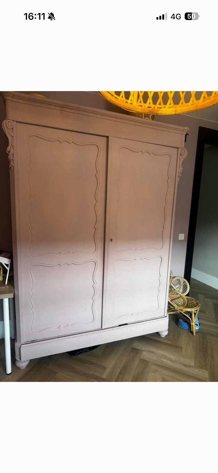 Prachtige kledingkast oud roze, Ophalen of Verzenden