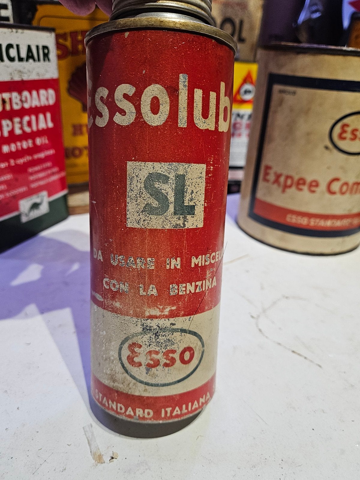 Vintage Esso Essolube Olieblik Jaren '40 - Italiaans, Ophalen of Verzenden