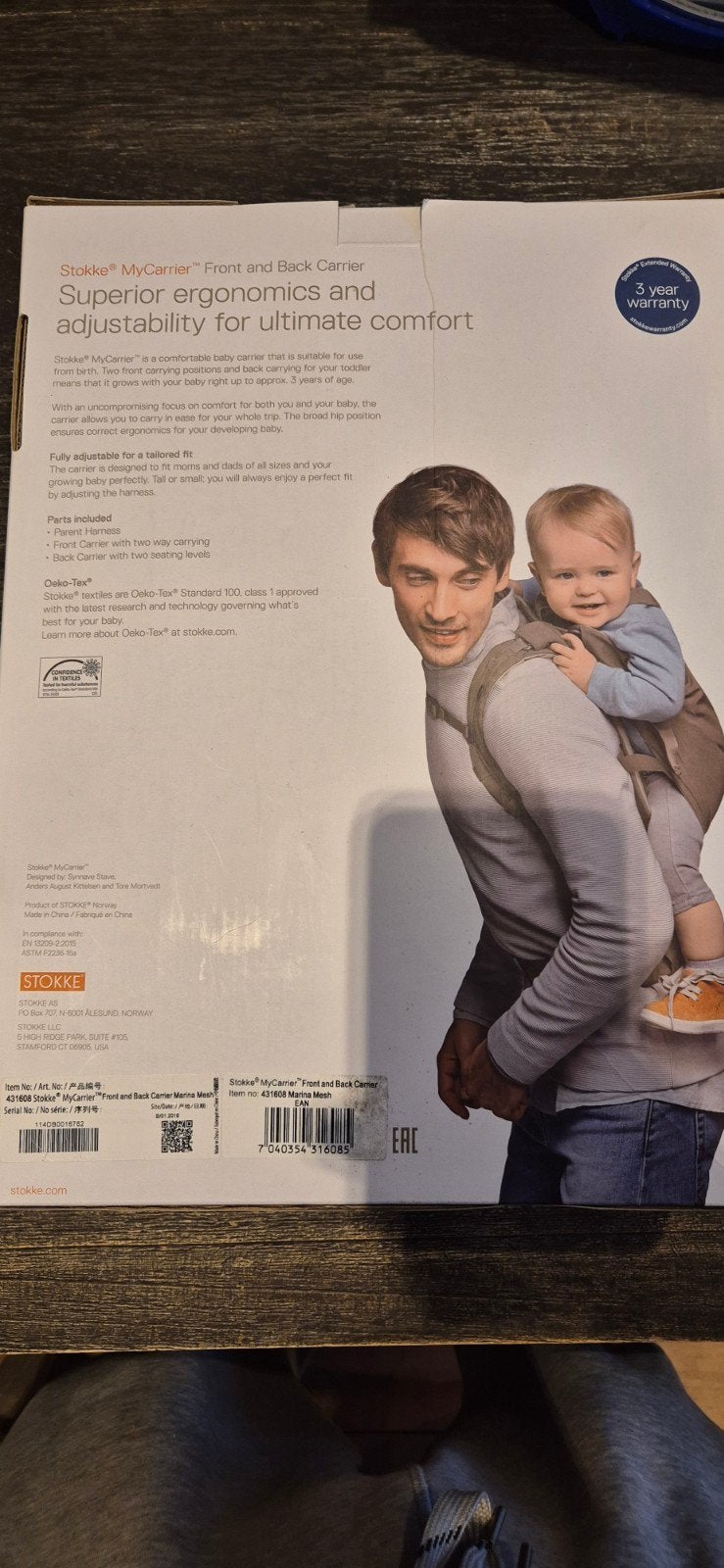 Stokke MyCarrier Buik- en Rugdrager - Blauw/Grijs, Overige merken, Buik of Rug, Ophalen of Verzenden, Zo goed als nieuw