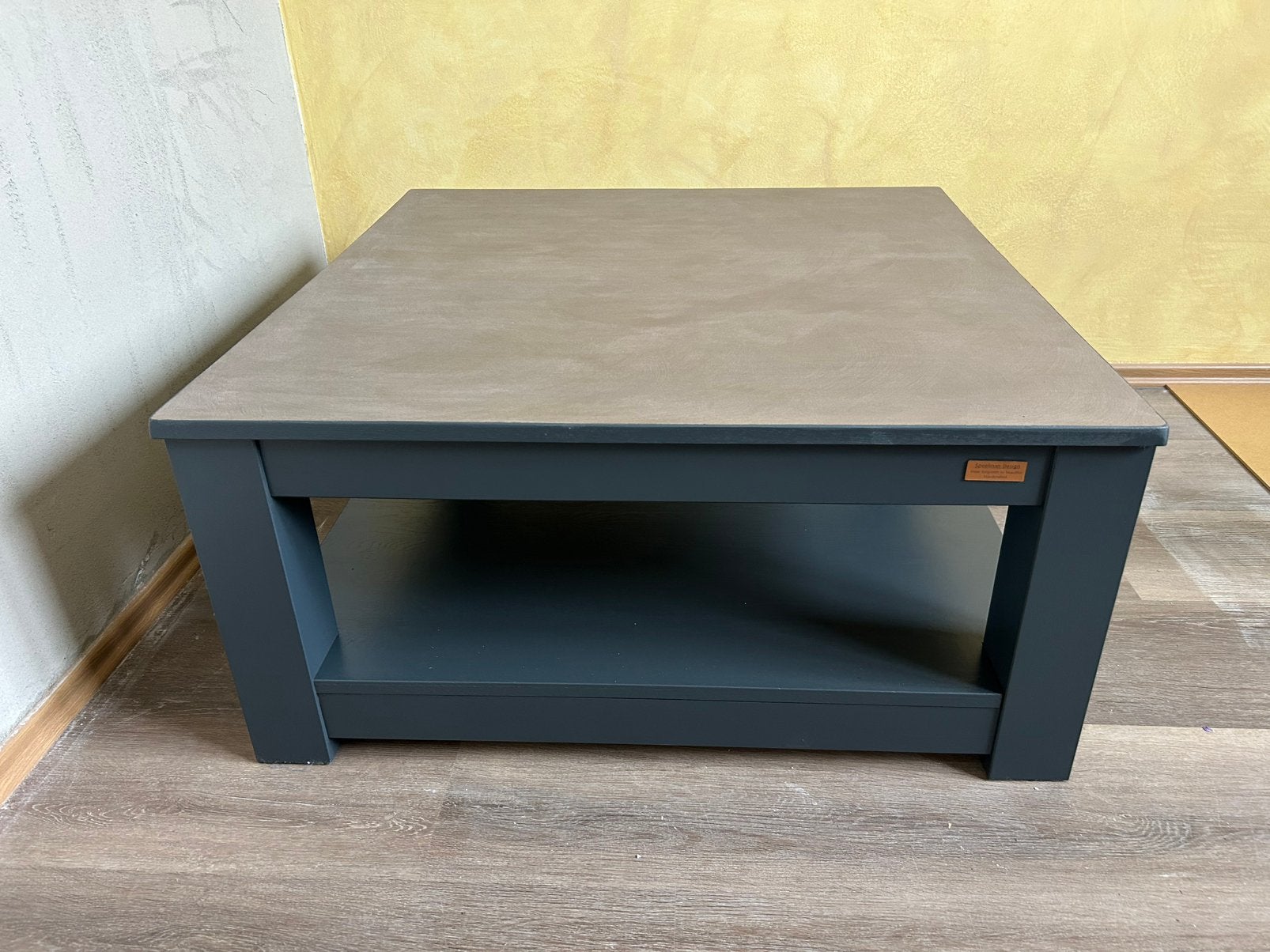 Handgemaakte salontafel leemlook – Speelman Design, Huis en Inrichting, Tafels | Salontafels, Zo goed als nieuw, Minder dan 50 cm