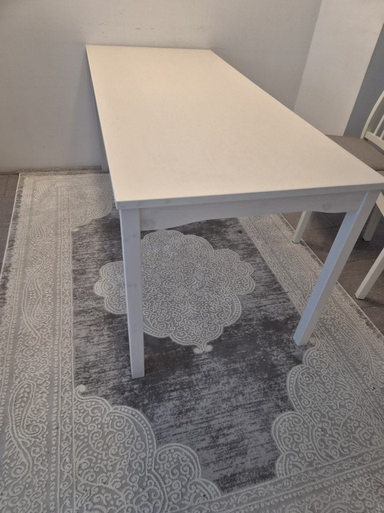 Eettafels  wit/berkenfineer, 168x74 cm (Ikea), Ophalen, 50 tot 100 cm, Zo goed als nieuw, Vijf personen of meer