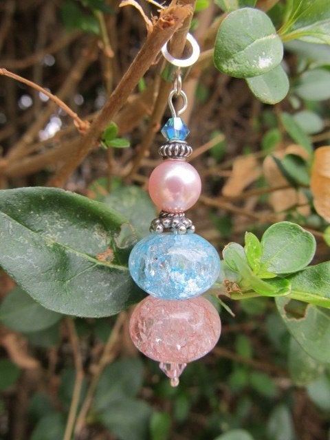 Hanger Lovely Crackle bergkristal-swarovski zilver, Ophalen, Met edelsteen, Nieuw, Roze