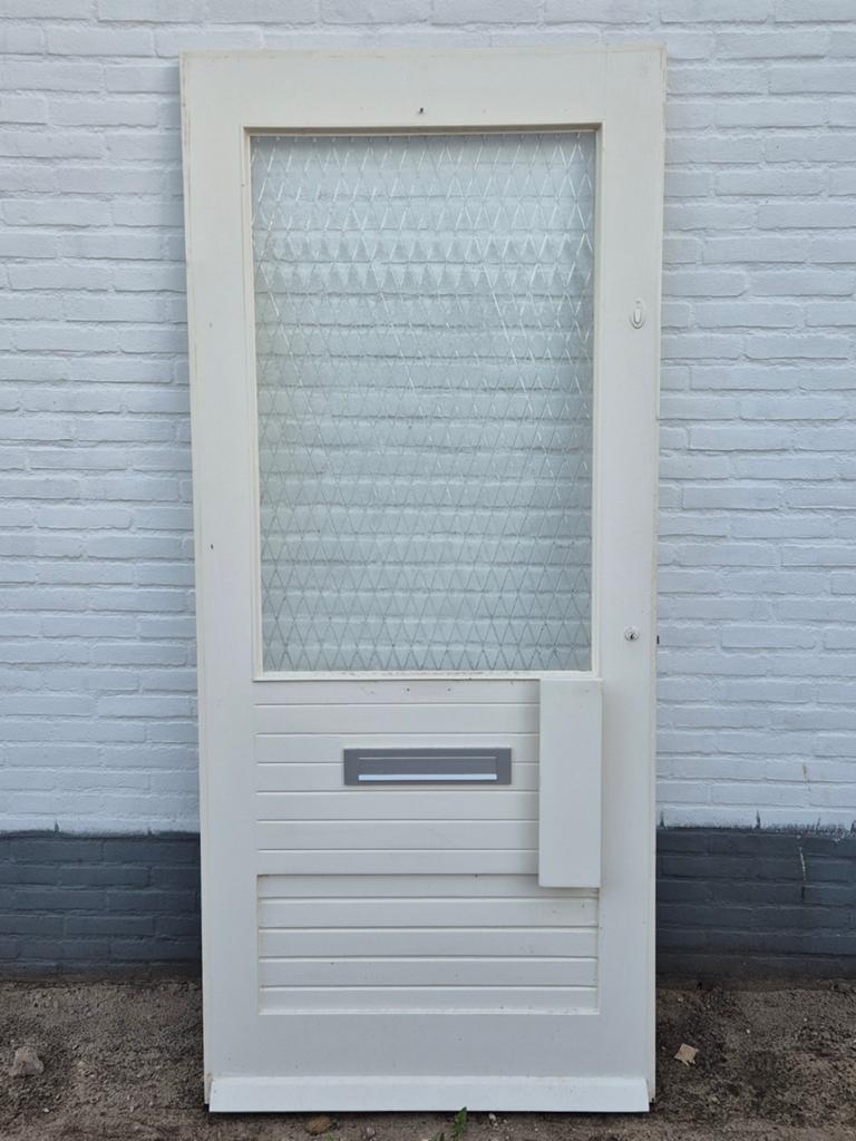 Voordeur / buitendeur 211,5 x 93 cm incl. brievenbus en slot, Ophalen, Gebruikt, 80 tot 100 cm, Buitendeur