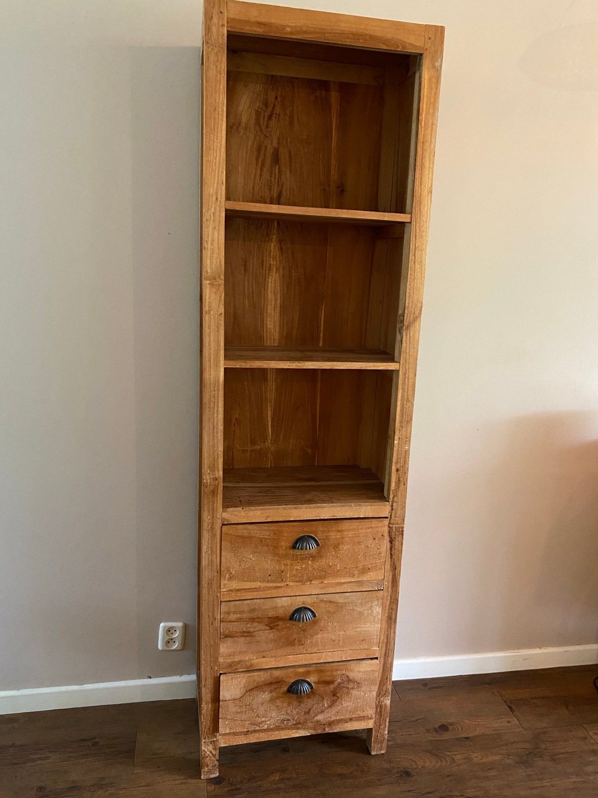 Houten boekenkast met lades - Teakhout, Ophalen, Met plank(en), Gebruikt, Teakhout