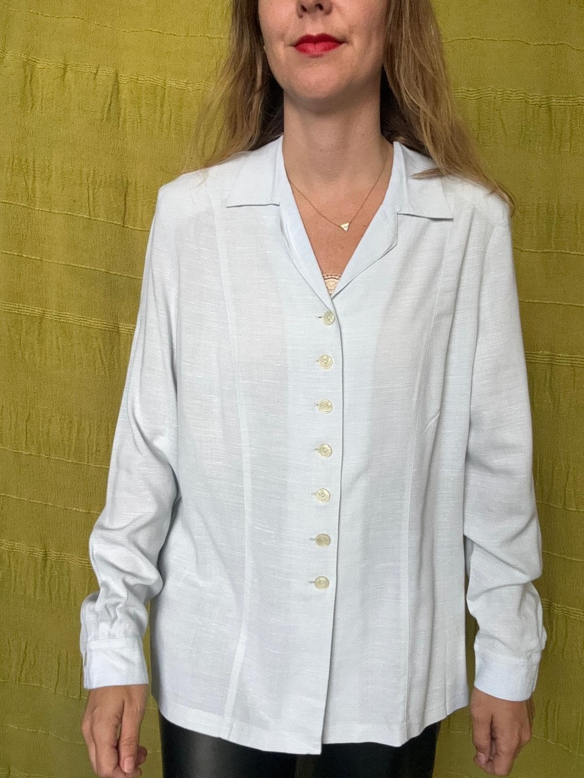 Vintage blouse, maat 44/XXL - lichtblauw - 90's, Érusz, Blauw, Maat 42/44 (L), Onbekend