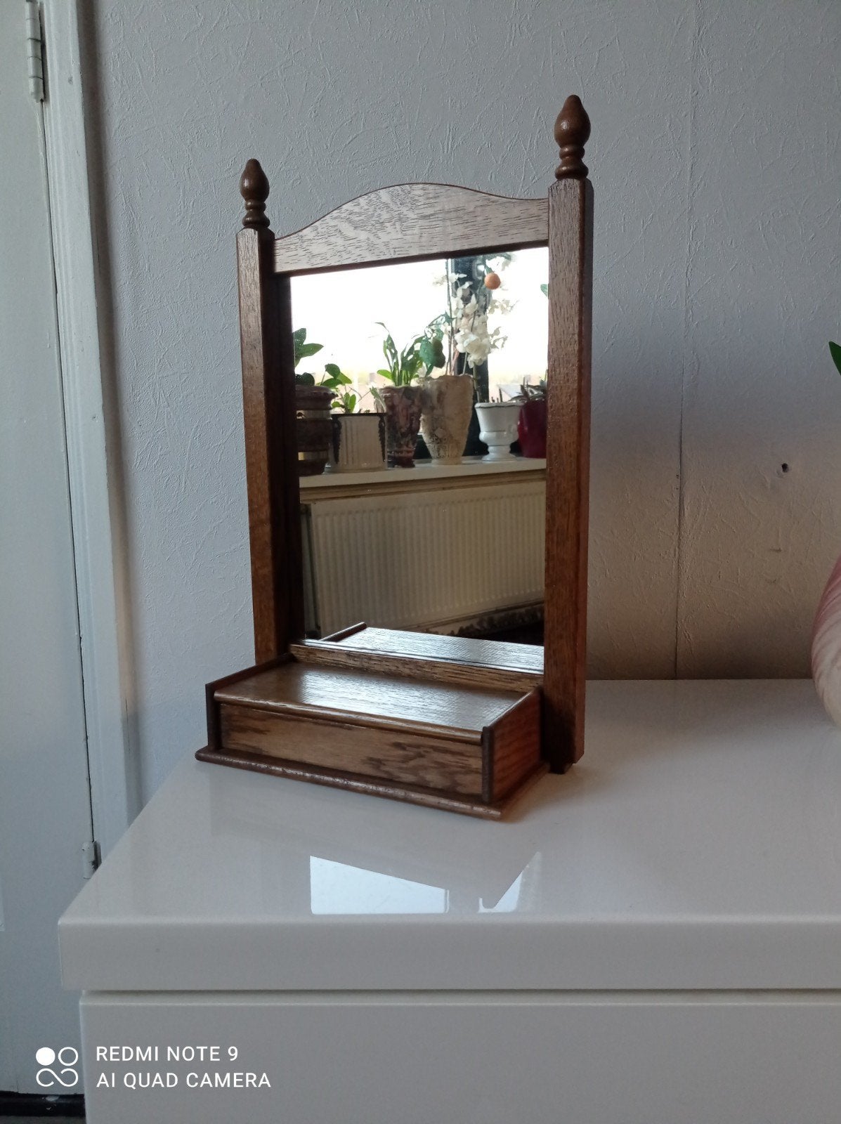 mooie oude eiken spiegel met kammenbakje, Ophalen of Verzenden