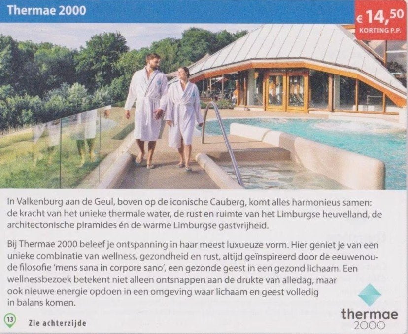 Thermae 2000  kortingsbon, Drie personen of meer, Kortingsbon, Spa of Sauna
