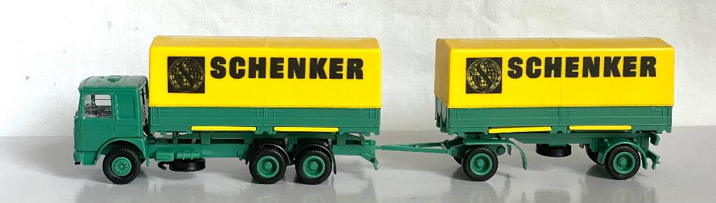Herpa H0: M.A.N. combinatie met afzetbakken van Schenker, Ophalen of Verzenden, Zo goed als nieuw, Bus of Vrachtwagen, Herpa