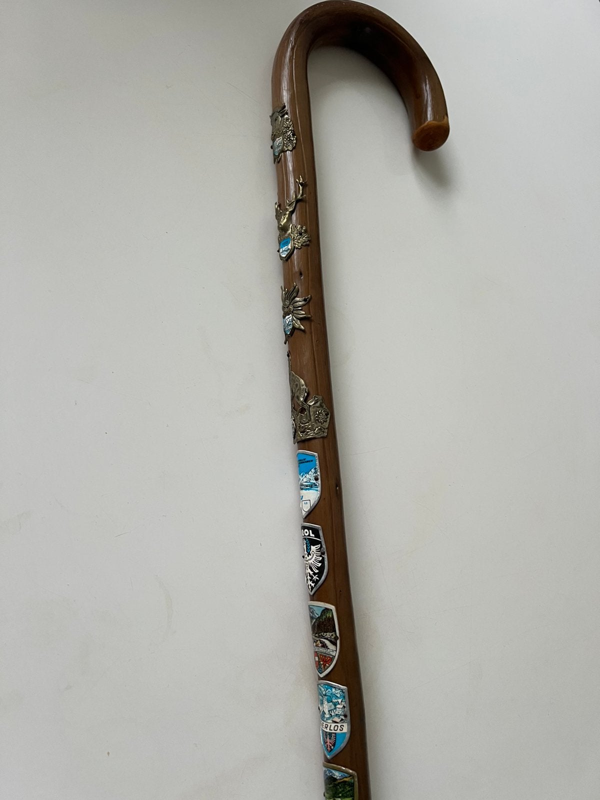 Vintage wandelstok met Schildjes, Ophalen of Verzenden
