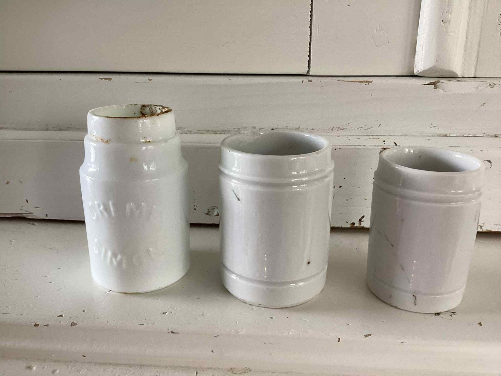 Brocante zalf potjes 3 stuks, Ophalen of Verzenden