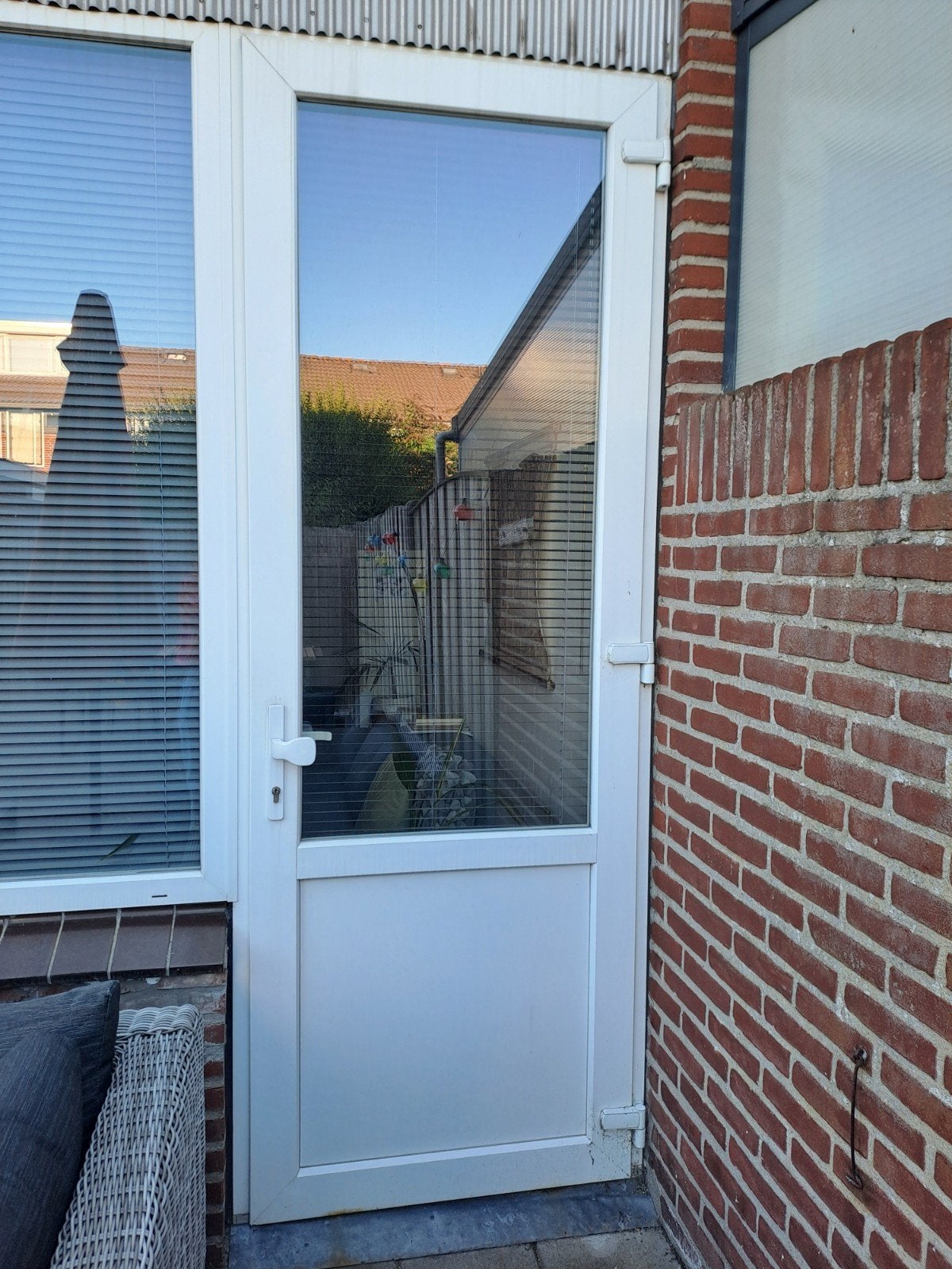 Hoge witte kunststof buitendeur met HR++ glas & kozijn, Ophalen, 80 tot 100 cm, 215 cm of meer, Glas