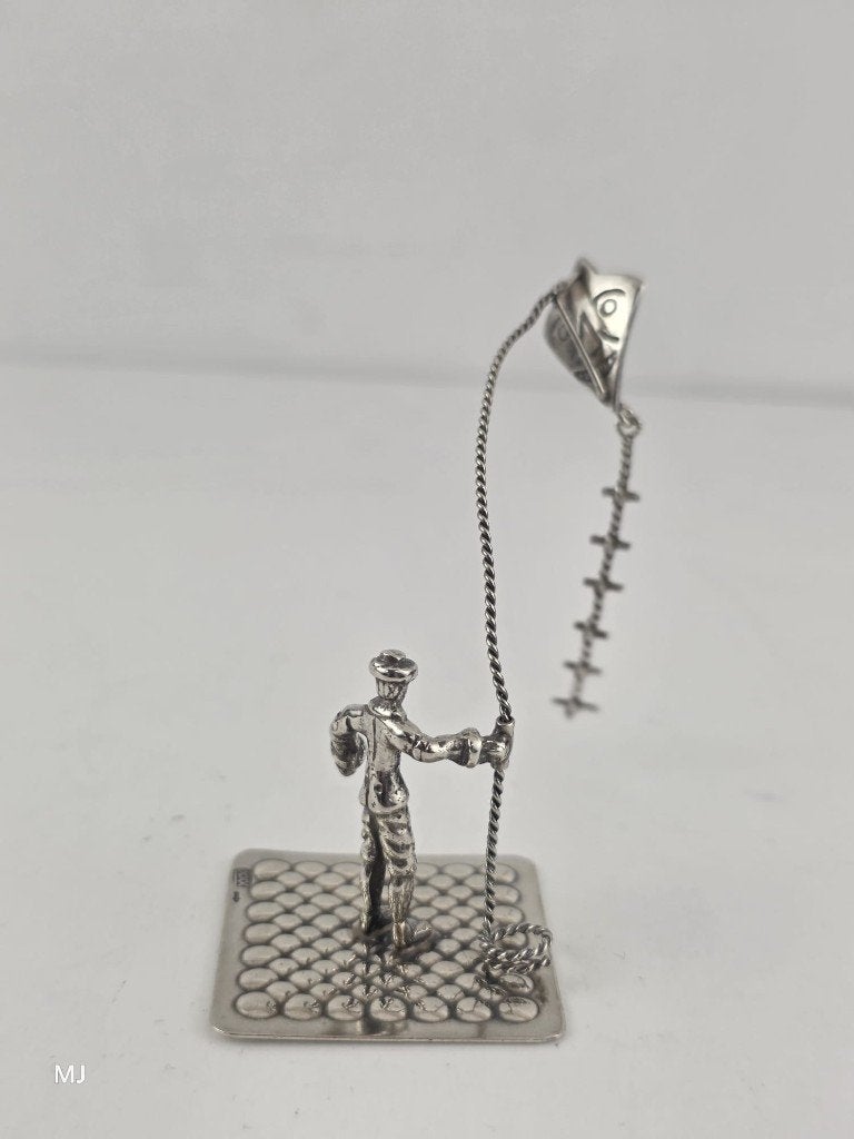 Zilveren miniatuur Man met Vlieger                      Z237, Antiek en Kunst, Ophalen of Verzenden, Zilver