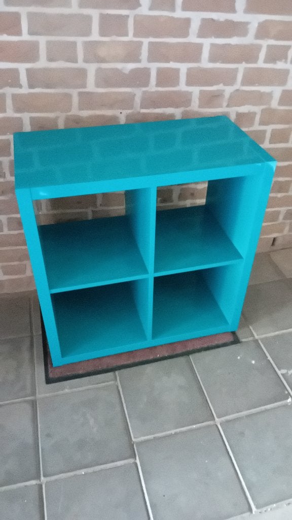 Kallax kast turquoise hoogglans 2 x 2 vaks e,v.t. deurtjes., Huis en Inrichting, Kasten | Kledingkasten, Ophalen, Met plank(en)