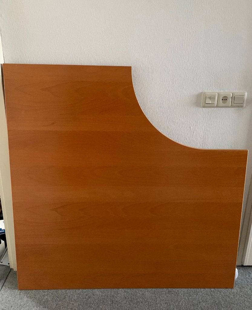 gratis hoek bureaublad Effektiv IKEA + poot, schroeven, Ophalen, Gebruikt, Hoekbureau, Bruin