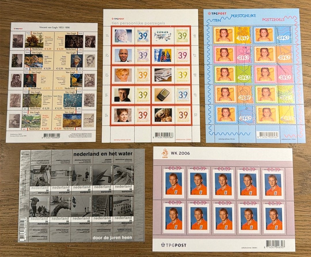 * verschillende postzegelvelletjes € 0,39, Ophalen of Verzenden, Na 1940, Postfris