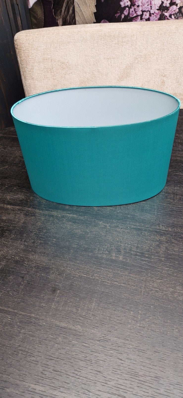 Turquoise lampenkap 19x19x33 cm, Huis en Inrichting, Ophalen of Verzenden, Zo goed als nieuw, Ovaal