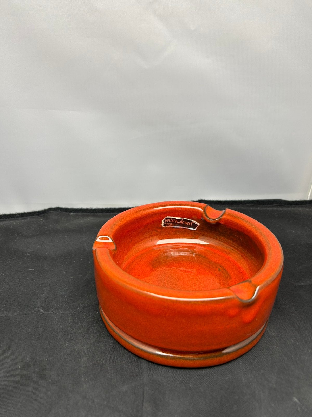 Vintage oranje asbak Potterie de Werf Voedingsbond FNV, Ophalen of Verzenden