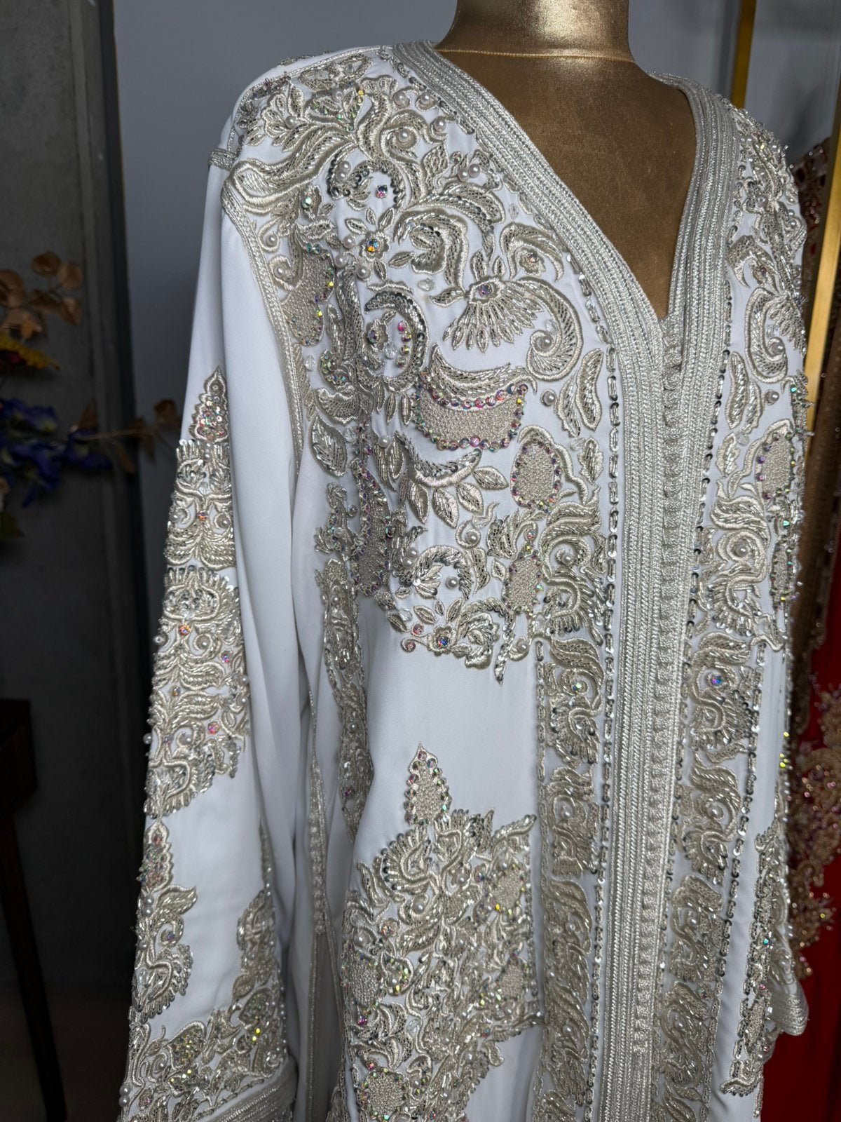 Witte takchita/takshita/caftan, Ophalen, Overige typen, Wit, Maat 42/44 (L)