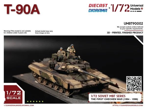 1/72 Universal Models UMRT90002 | T-90A Main Battle Tank, Hobby en Vrije tijd, Modelbouw | Auto's en Voertuigen, Nieuw, Diecastdiorama