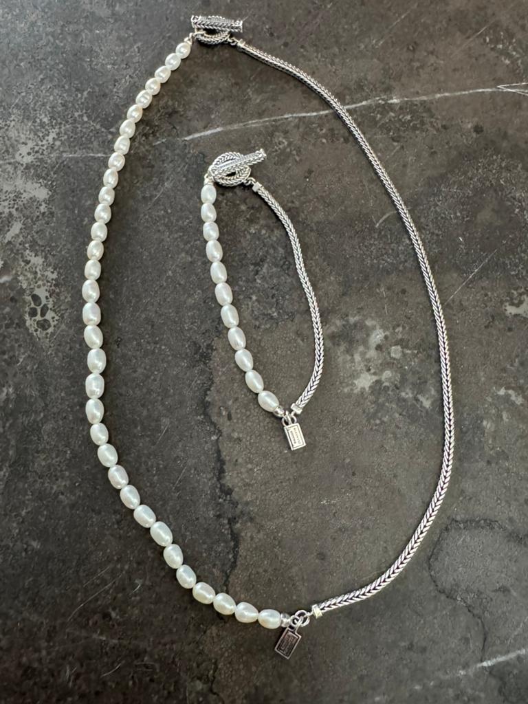 Buddha to Buddha armband & ketting Barbara Mini Pearl zilver, Ophalen of Verzenden, Nieuw, Zilver, Zilver