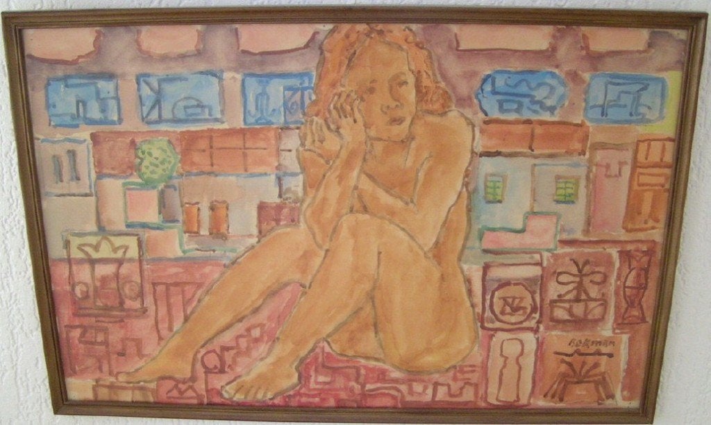 H.Bekman zittend naakt ( Acryl) De Nieuwe Haagse School, Antiek en Kunst, Stilleven, Ophalen of Verzenden, Klassiek, Gedateerd