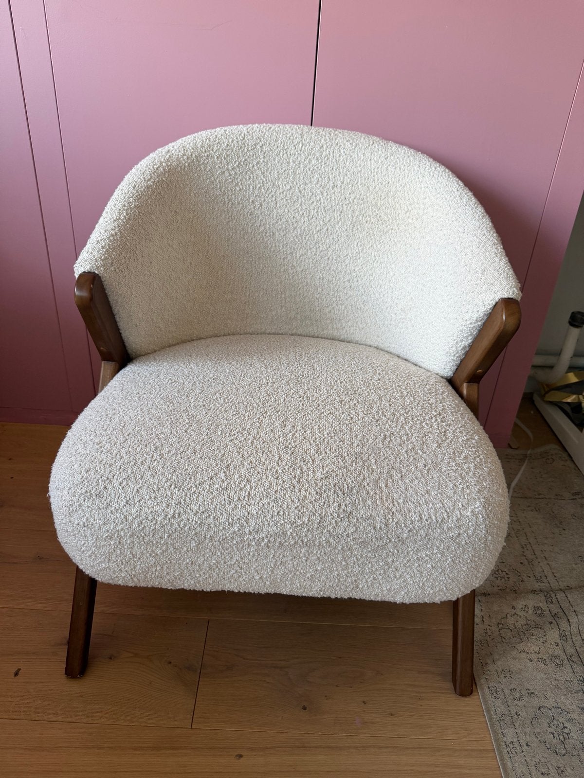 Zara Home Fauteuil - Teddy/Boucle Stof, Donkerhout, Ophalen, Gebruikt, Minder dan 75 cm, 75 tot 100 cm