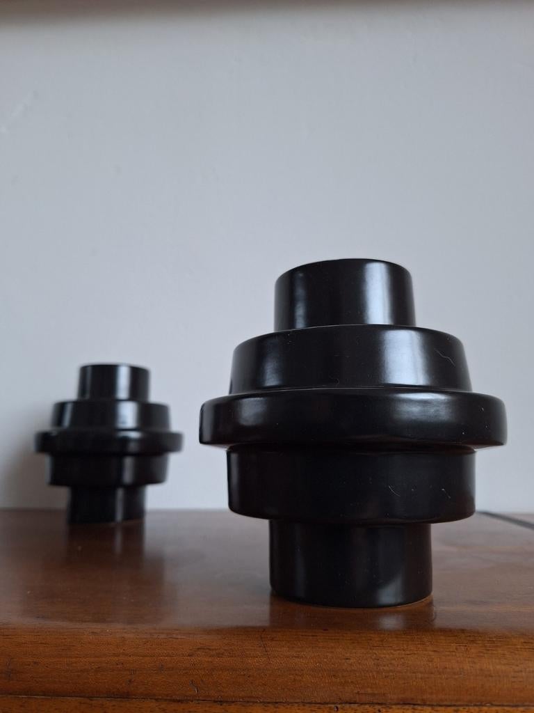 Daan Kromhout vazen, mat zwart, stairs black, Ophalen of Verzenden, Zo goed als nieuw, Zwart, Minder dan 50 cm