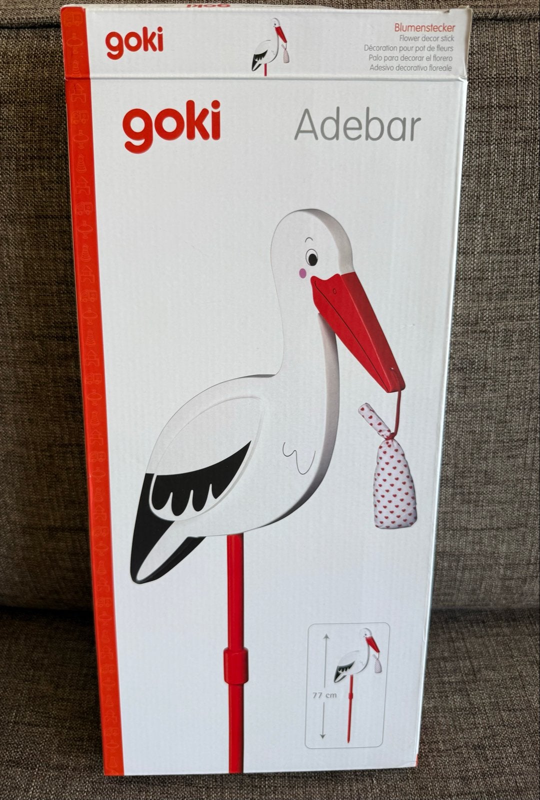 Mooie houten geboorte ooievaar van Goki, Ophalen of Verzenden, Nieuw, Geboortebord