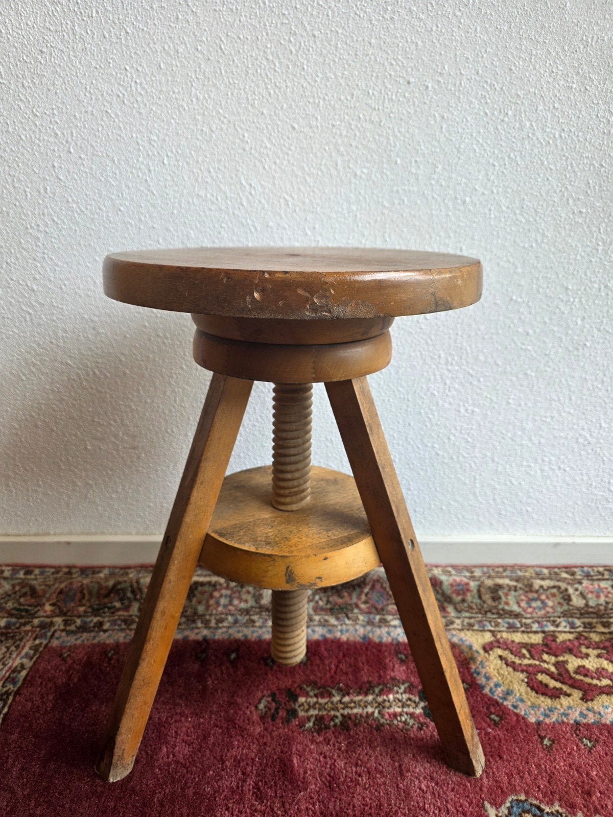 Vintage houten draaikruk pianokruk atelierkruk schilderskruk, Ophalen of Verzenden