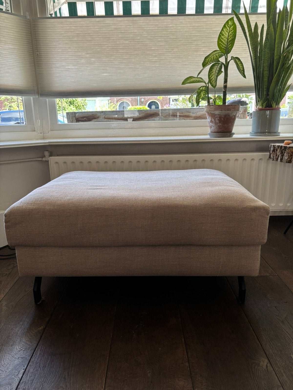 Hocker poef zandkleur 94 x 78, Huis en Inrichting, Ophalen, 75 tot 100 cm, Zo goed als nieuw, 75 tot 100 cm