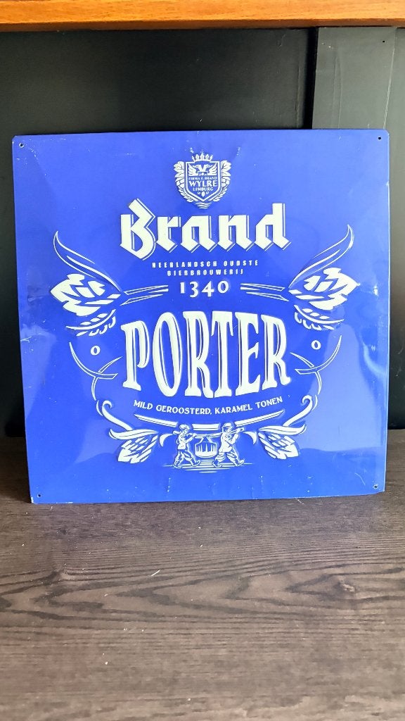 Brand Porter blikken reclamebord – reliëf, blauw, Ophalen, Gebruikt, Reclamebord, Plaat of Schild, Brand