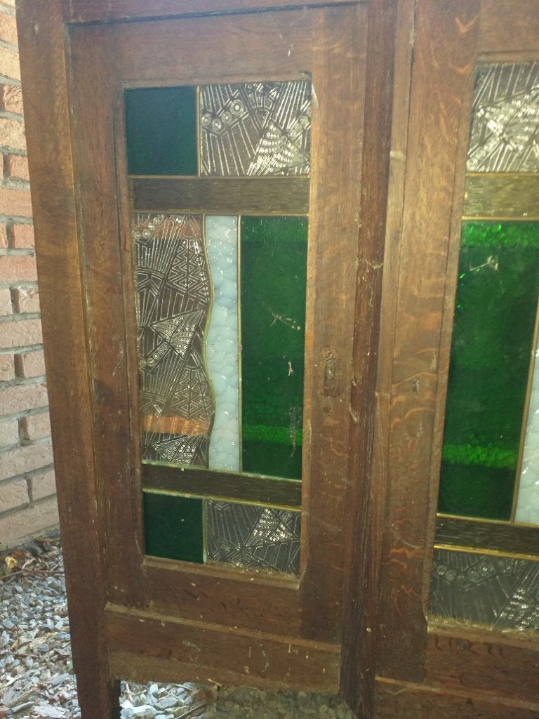 3 meubeldeuren  met glas-in-loodramen ( te herstellen), Antiek en Kunst, Ophalen