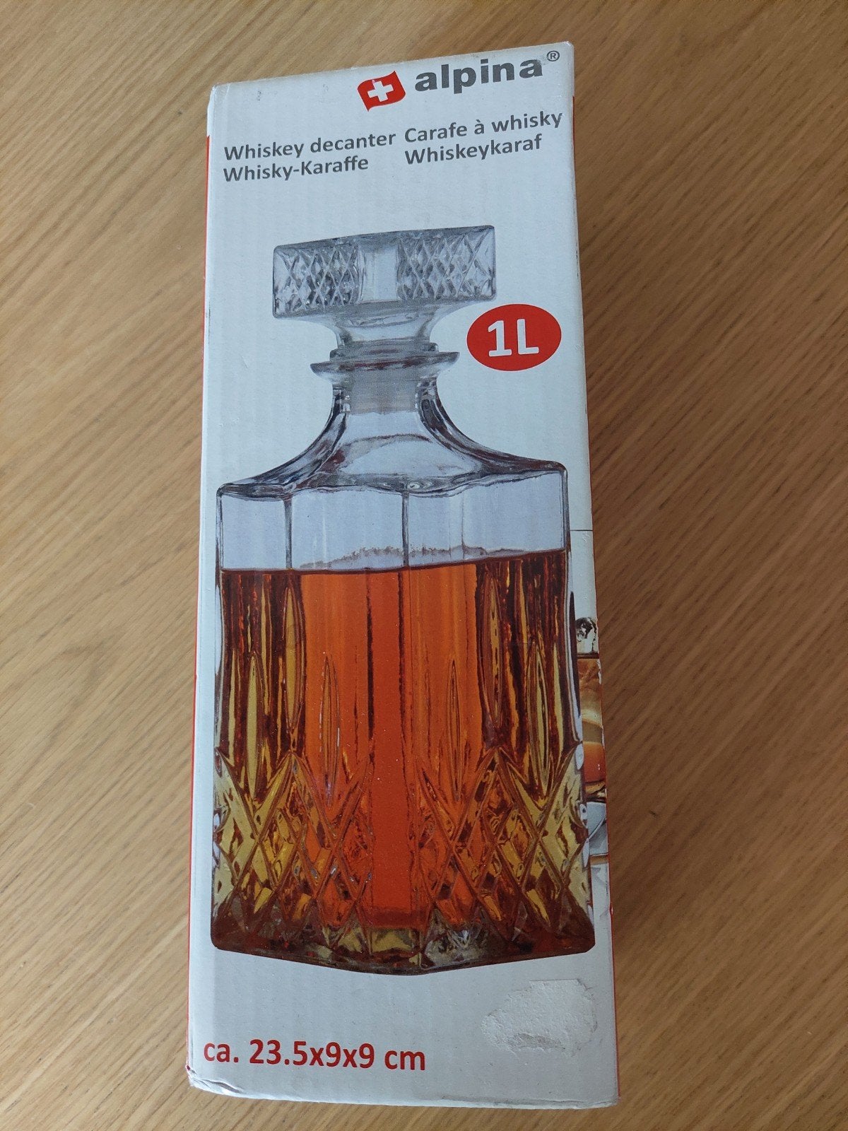 Alpina Whiskey Karaf 1L - Nieuw in doos, Met patroon/structuur, Transparant, Nieuw, Ophalen of Verzenden