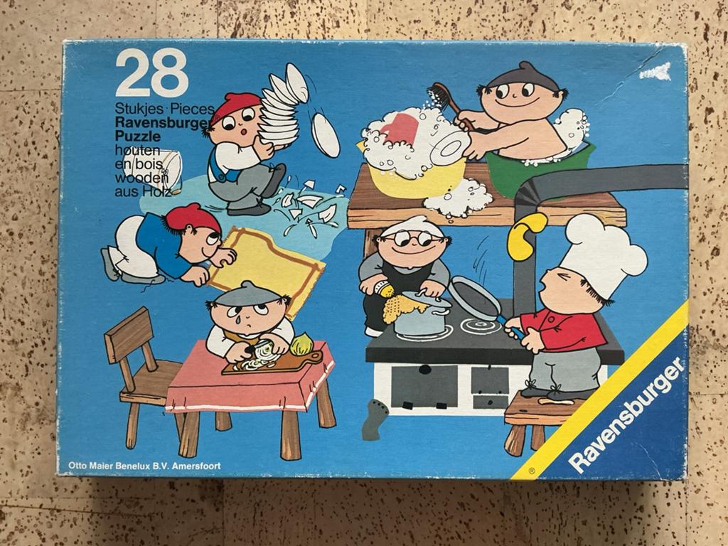 Mainzelmanchen houten legpuzzel 28 stukjes, Ophalen of Verzenden, 10 tot 50 stukjes, Zo goed als nieuw, Van hout