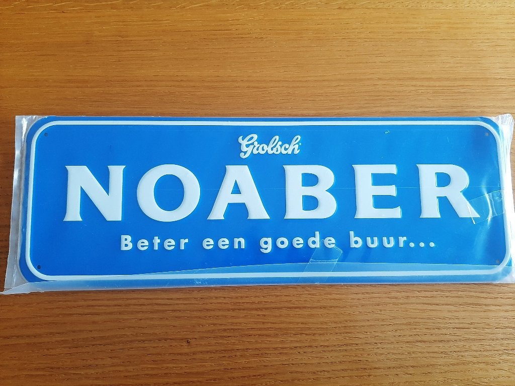 nieuw vintage metalen Grolsch noaberbord, Ophalen, Nieuw, Reclamebord, Plaat of Schild, Grolsch