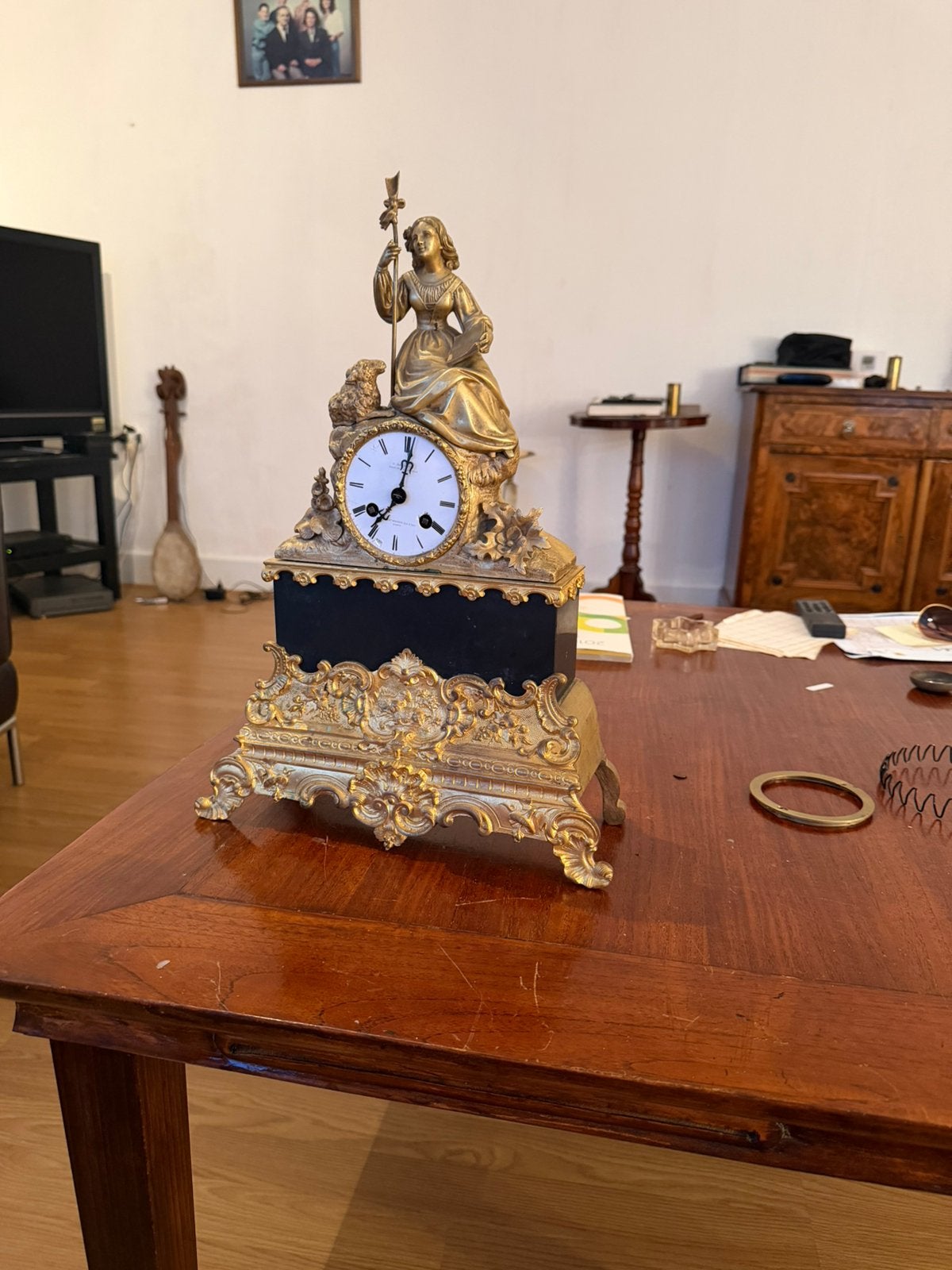 Te koop brons bedoel hoog 44 cm, Antiek en Kunst, Antiek | Klokken, Ophalen of Verzenden