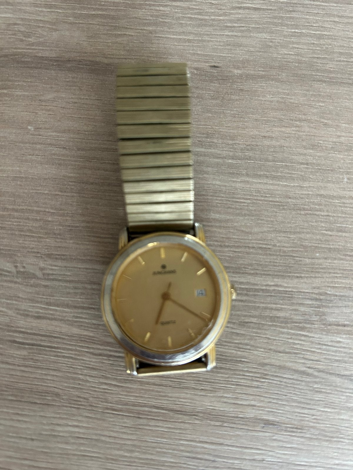 Gouden Heren Polshorloge met Rekband - Klassiek Design, Gebruikt, Polshorloge, Goud, Ophalen
