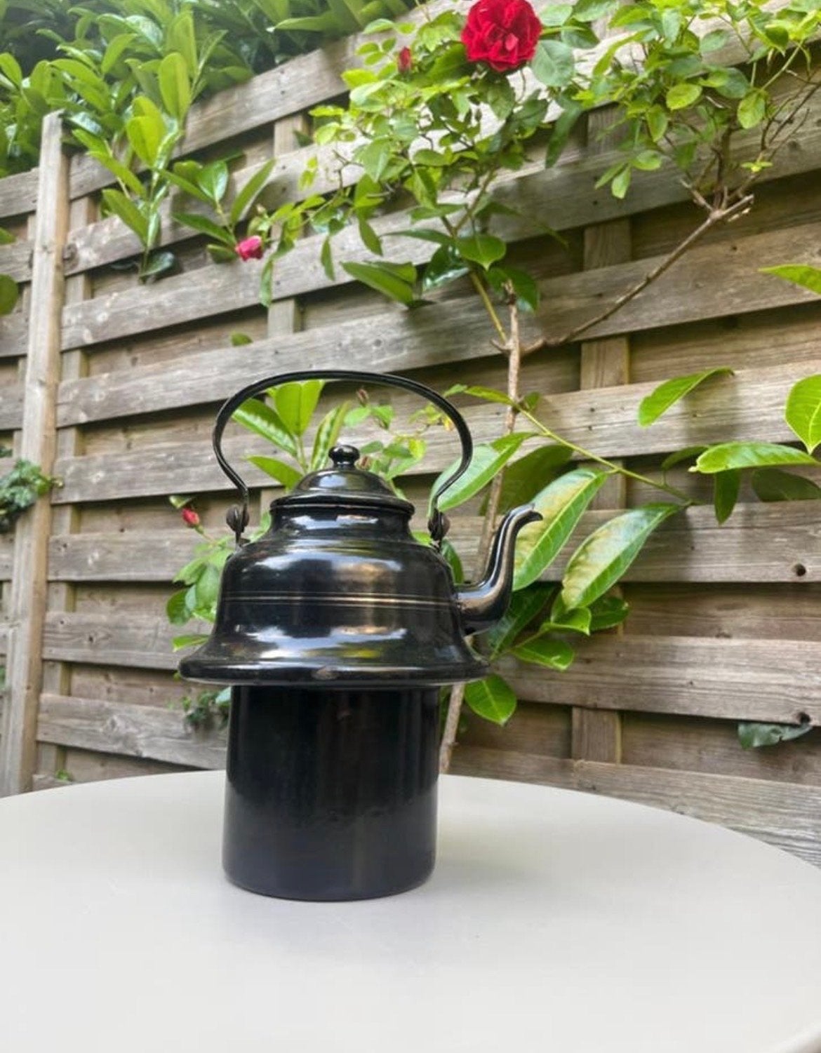 Vintage Emaille Ketel - Zwart, Ophalen of Verzenden