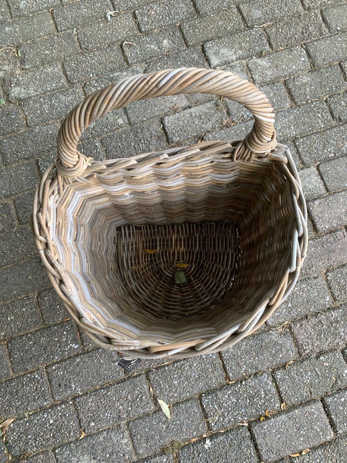 Lana Trolley Authentic Grijze Rotan Mand op Wielen, Ophalen, Gevlochten, Mand, Zo goed als nieuw