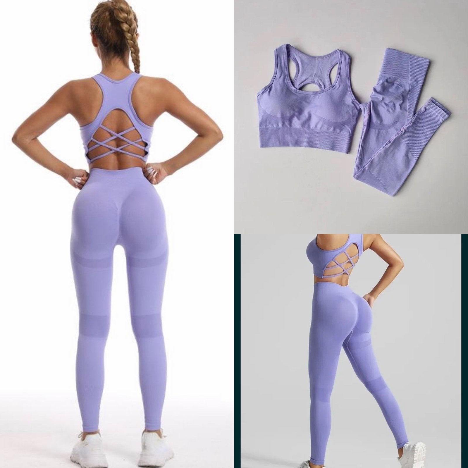 Lavendel Sportkleding Set - Sportbeha & High-Waist Legging, Kleding | Dames, Paars, Ophalen of Verzenden, Maat 36 (S), Fitness of Aerobics