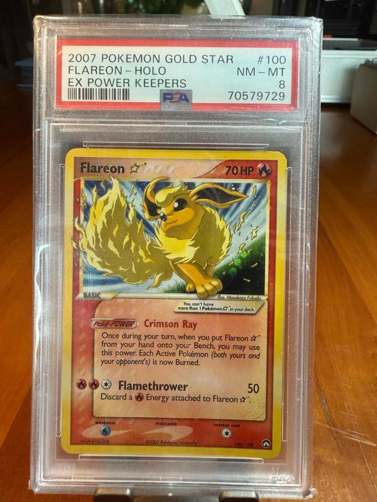 Flareon Gold Star #100 - Ex Power Keepers (2007) - PSA 8, Ophalen of Verzenden, Zo goed als nieuw, Losse kaart, Foil