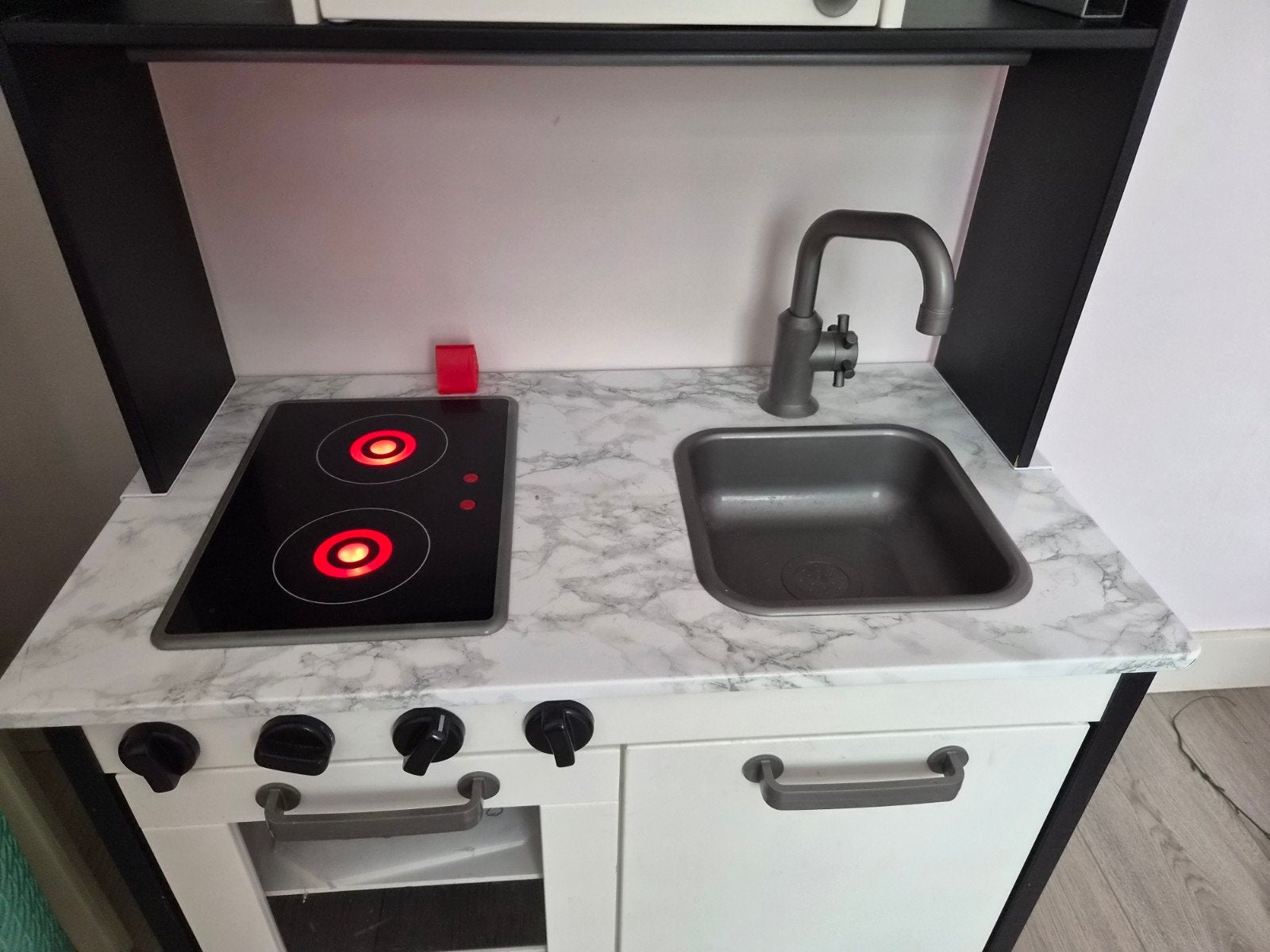 IKEA Duktig Speelkeuken met marmerlook en magnetron, Ophalen, Gebruikt, Hout, Speelkeuken