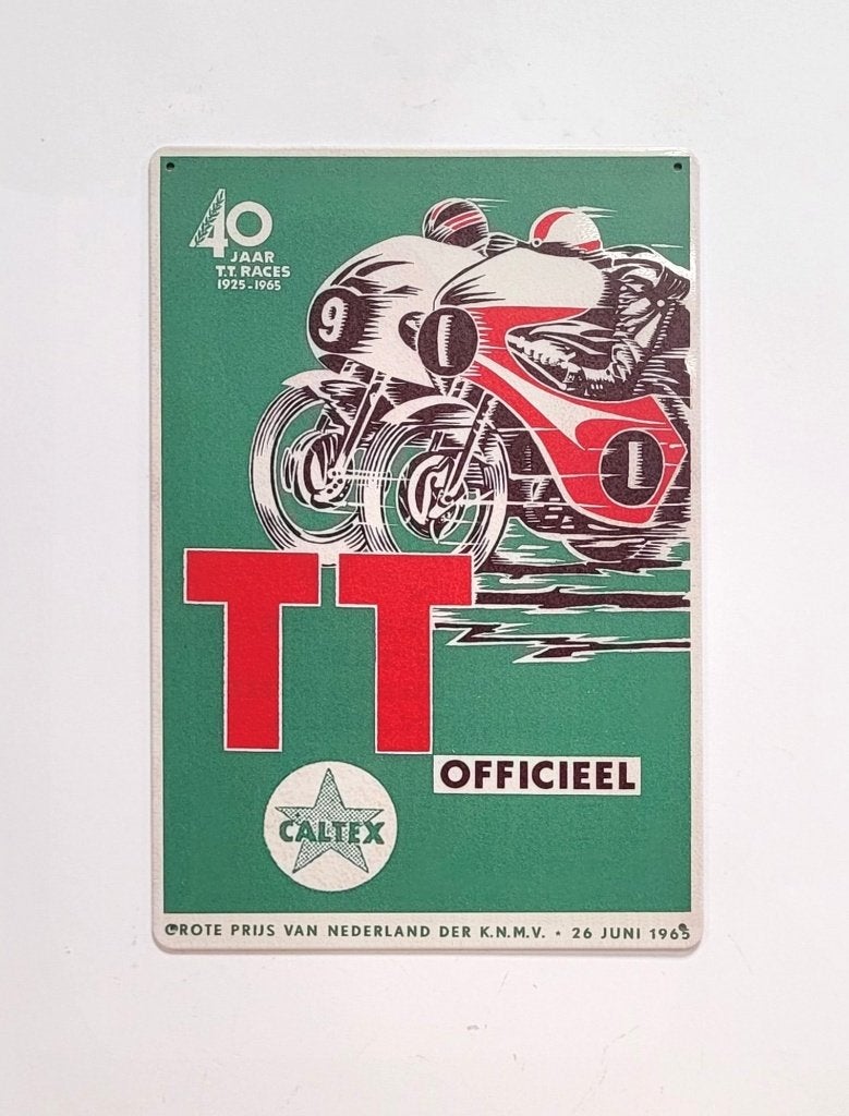 TT Assen 40 Jaar 1965 reclamebord van metaal wandbord deco, Reclamebord, Info@deconoord.nl, Deco Noord, Nieuw