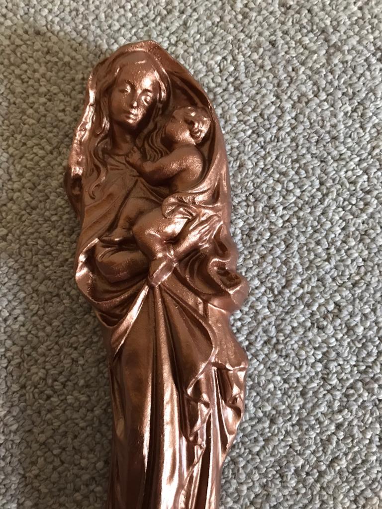Mooie Antiek/Vintage wanddecoratie gips Maria met kind, Ophalen of Verzenden