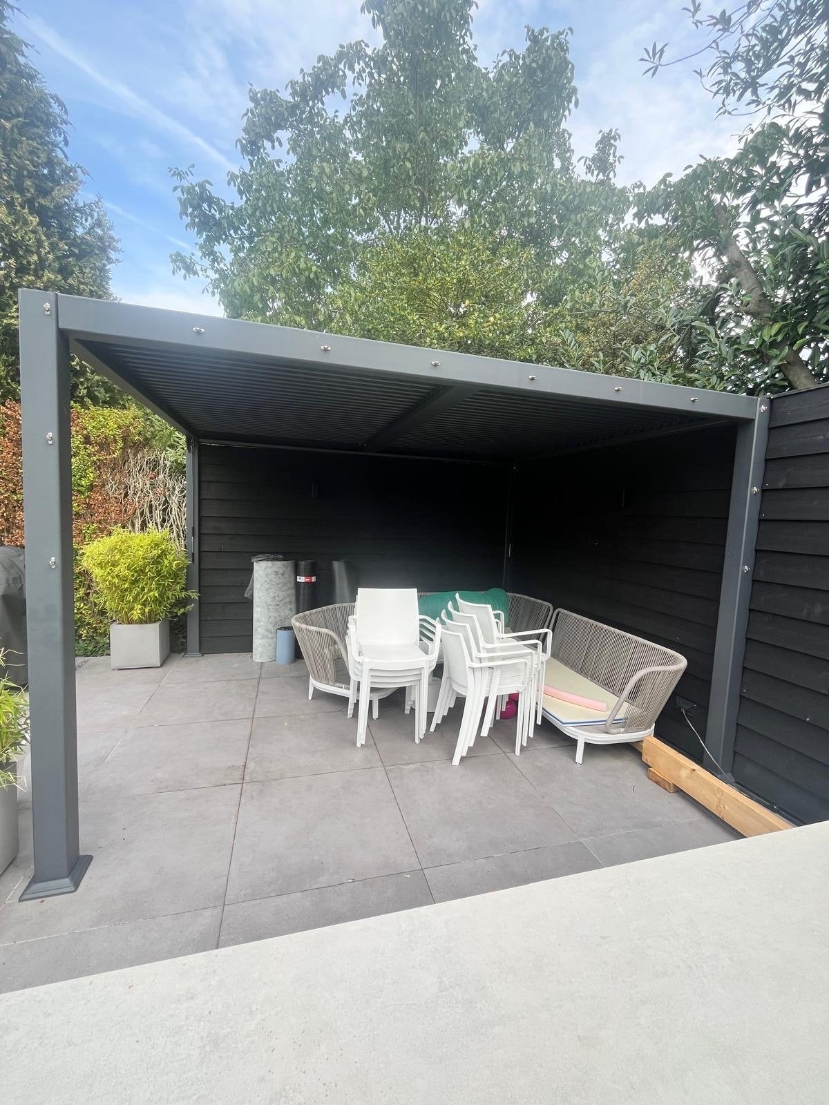 Moderne aluminium pergola met lamellendak 3x3,5, Ophalen, Gebruikt, Tuinpaviljoen