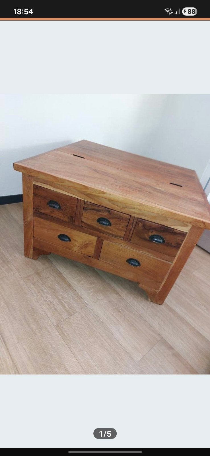*MOET WEG!* Teakhouten salontafel, Ophalen, 100 tot 150 cm, 50 tot 100 cm, Zo goed als nieuw