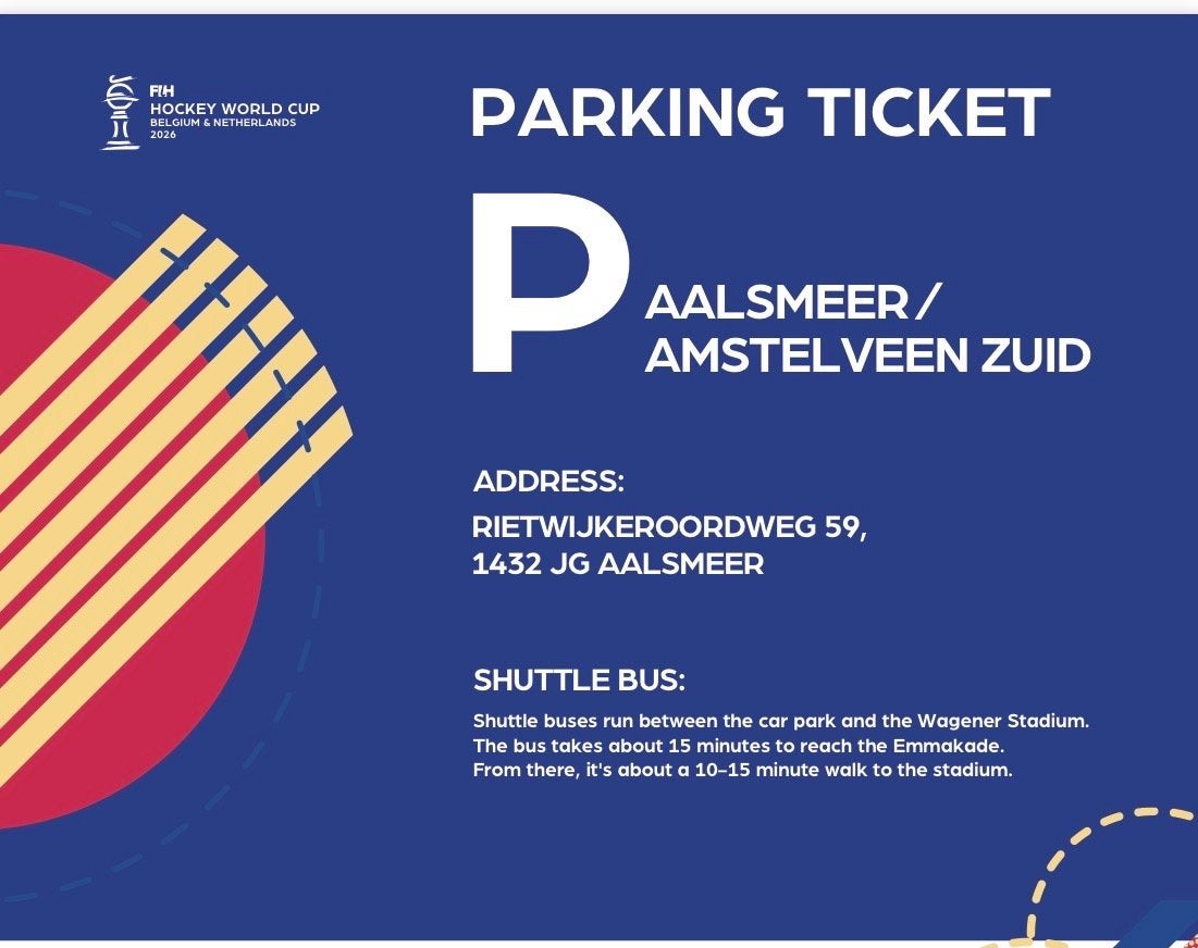 Parkeerticket voor WK finale dames zaterdag  29 augustus, Tickets en Kaartjes, Evenementen en Festivals, Eén persoon