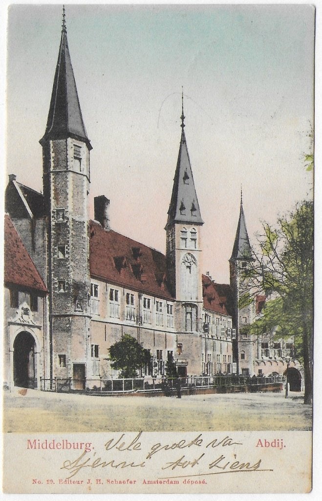 Middelburg Abdij Ansichtkaart uit 1933 ( B4147, Ophalen of Verzenden, 1920 tot 1940, Gelopen, Zeeland