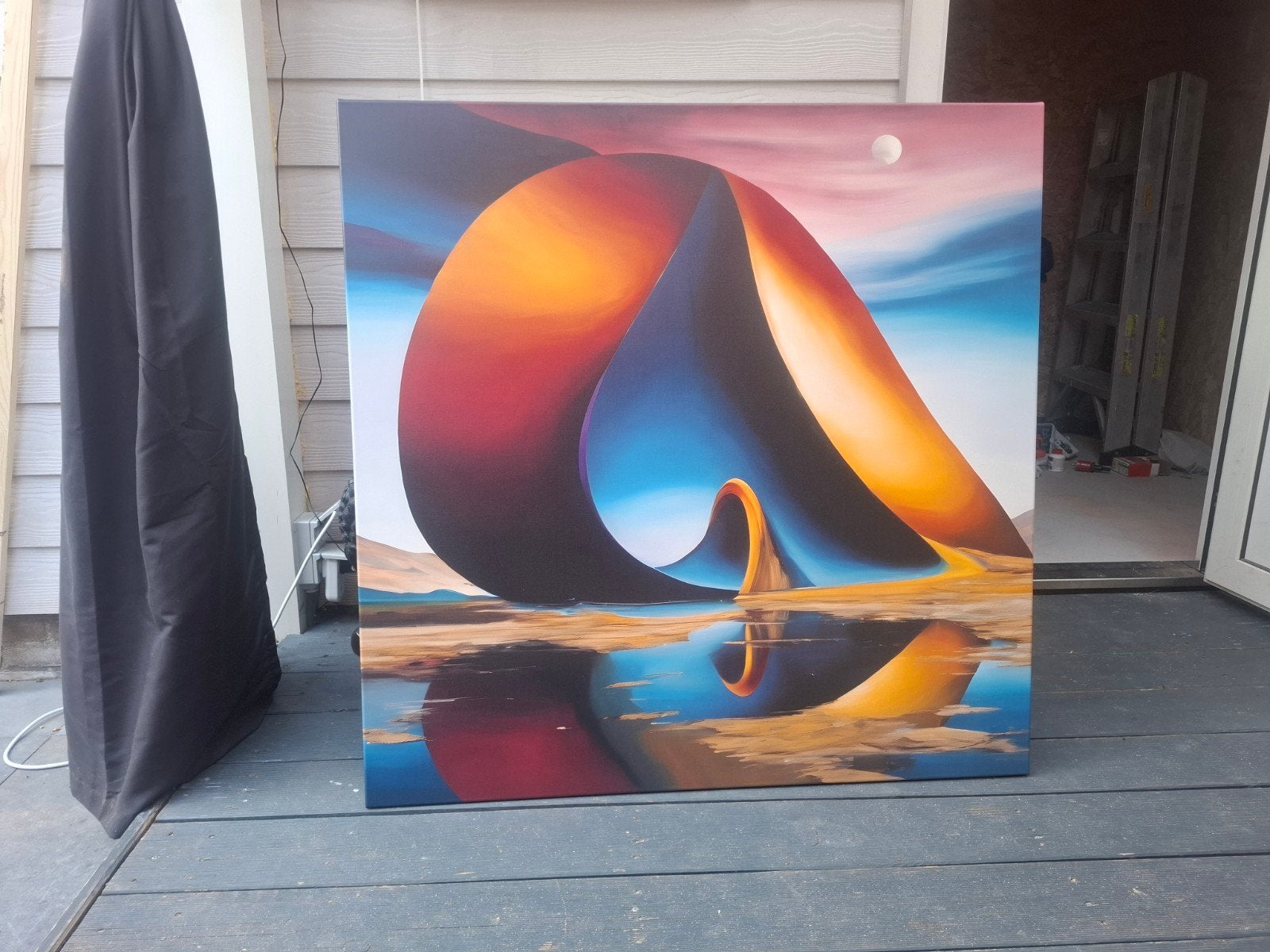 Abstract Schilderij: Mysterieuze Vormen en Reflecties, Antiek en Kunst, Ophalen
